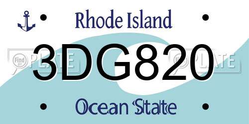 3DG820 Rhode Island License Plate