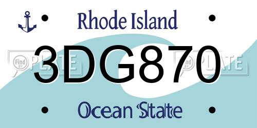3DG870 Rhode Island License Plate