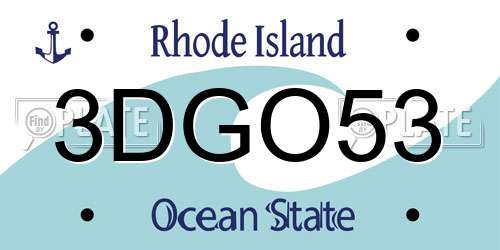 3DGO53 Rhode Island License Plate