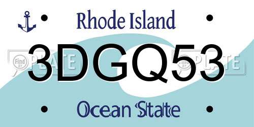 3DGQ53 Rhode Island License Plate