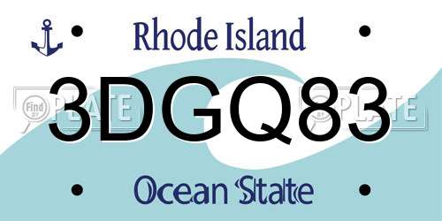 3DGQ83 Rhode Island License Plate