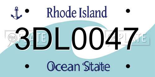 3DL0047 Rhode Island License Plate