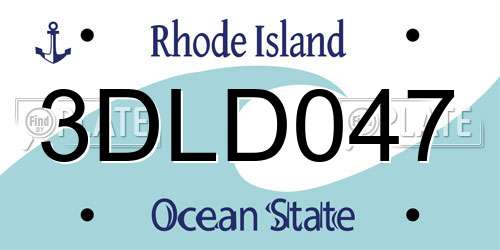 3DLD047 Rhode Island License Plate
