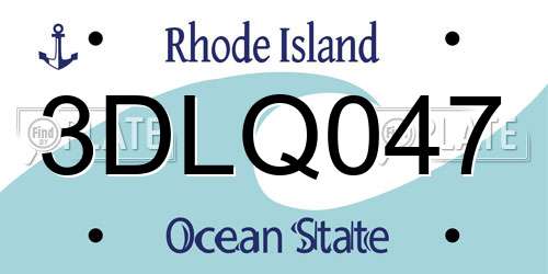 3DLQ047 Rhode Island License Plate