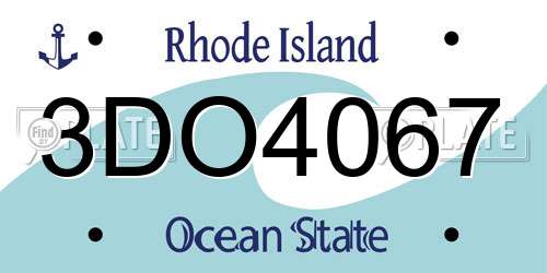 3DO4067 Rhode Island License Plate