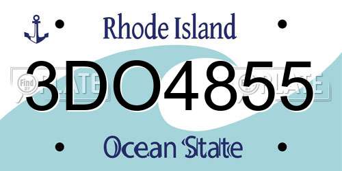 3DO4855 Rhode Island License Plate