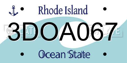 3DOA067 Rhode Island License Plate