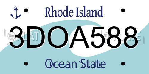 3DOA588 Rhode Island License Plate