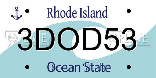 3DOD53 Rhode Island License Plate