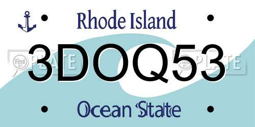 3DOQ53 Rhode Island License Plate