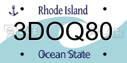 3DOQ80 Rhode Island License Plate