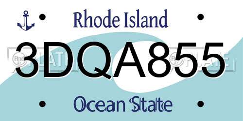 3DQA855 Rhode Island License Plate