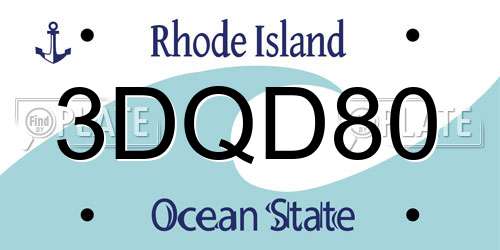 3DQD80 Rhode Island License Plate