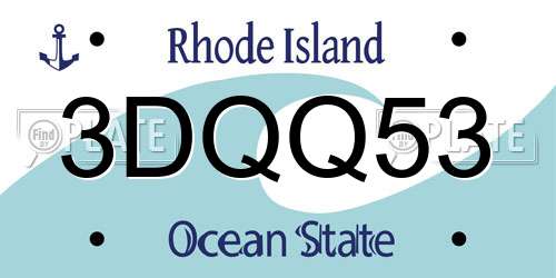 3DQQ53 Rhode Island License Plate