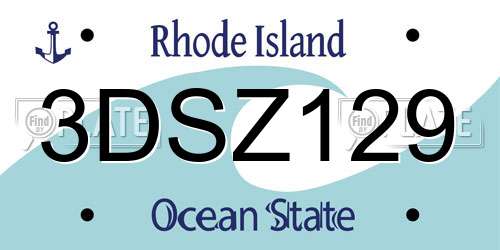 3DSZ129 Rhode Island License Plate