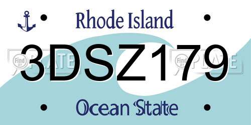 3DSZ179 Rhode Island License Plate