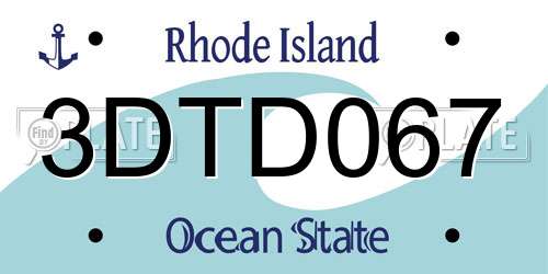 3DTD067 Rhode Island License Plate