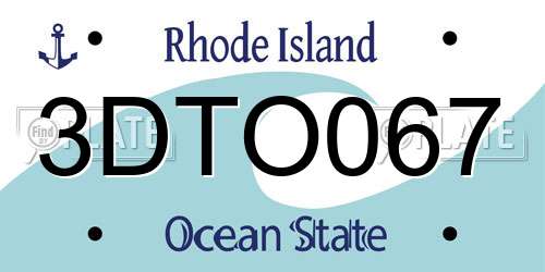 3DTO067 Rhode Island License Plate