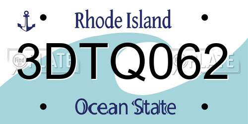 3DTQ062 Rhode Island License Plate