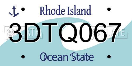3DTQ067 Rhode Island License Plate