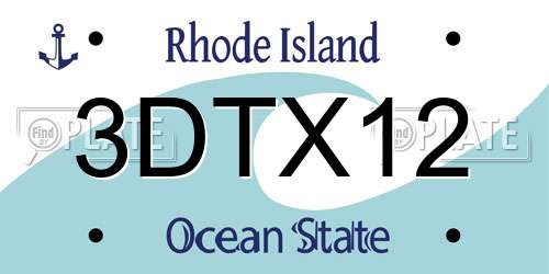 3DTX12 Rhode Island License Plate