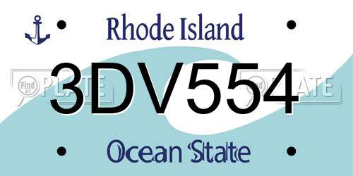 3DV554 Rhode Island License Plate