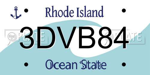 3DVB84 Rhode Island License Plate