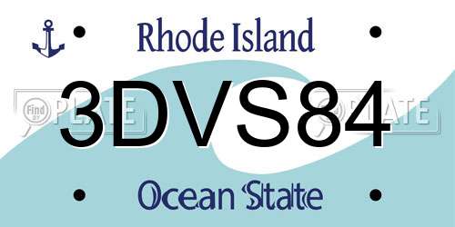 3DVS84 Rhode Island License Plate