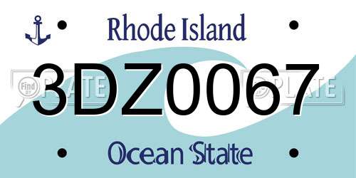 3DZ0067 Rhode Island License Plate