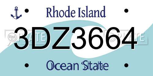 3DZ3664 Rhode Island License Plate