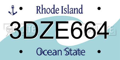 3DZE664 Rhode Island License Plate