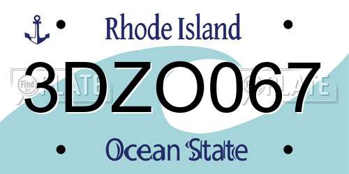 3DZO067 Rhode Island License Plate