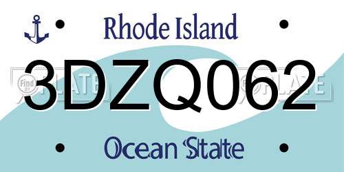 3DZQ062 Rhode Island License Plate