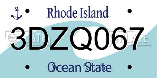 3DZQ067 Rhode Island License Plate