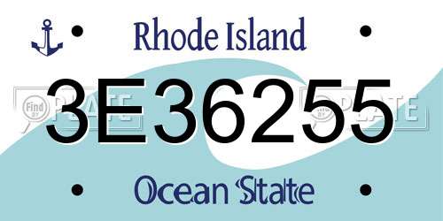 3E36255 Rhode Island License Plate