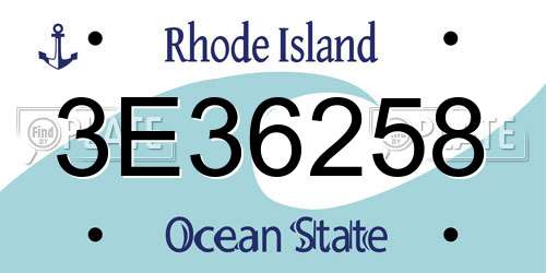 3E36258 Rhode Island License Plate