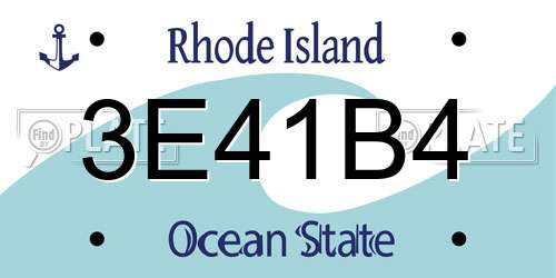 3E41B4 Rhode Island License Plate