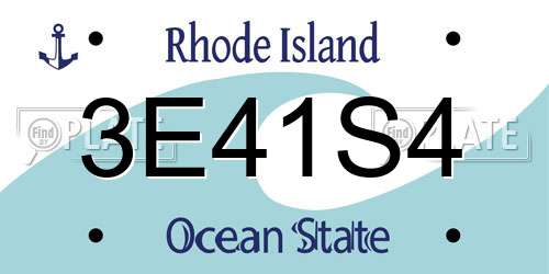 3E41S4 Rhode Island License Plate