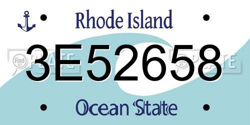 3E52658 Rhode Island License Plate