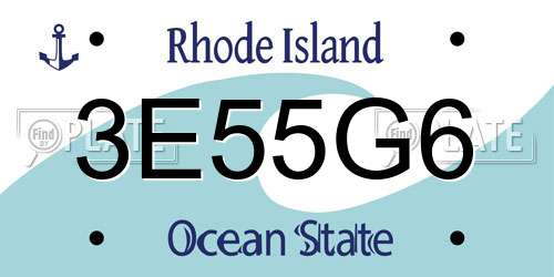 3E55G6 Rhode Island License Plate