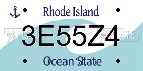 3E55Z4 Rhode Island License Plate
