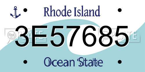 3E57685 Rhode Island License Plate