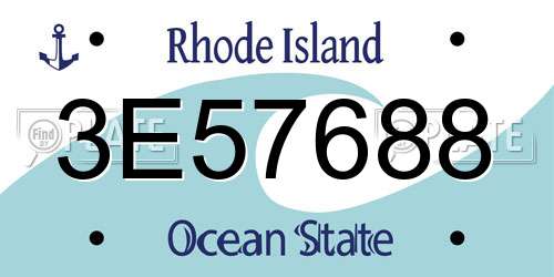 3E57688 Rhode Island License Plate
