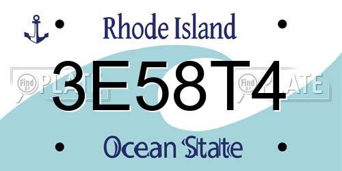 3E58T4 Rhode Island License Plate