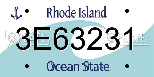 3E63231 Rhode Island License Plate