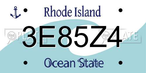 3E85Z4 Rhode Island License Plate