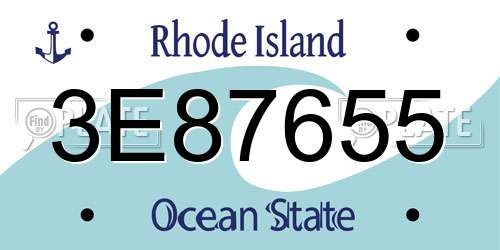 3E87655 Rhode Island License Plate