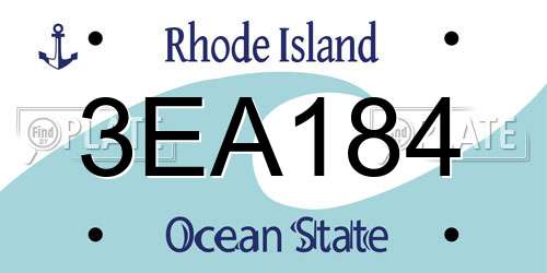 3EA184 Rhode Island License Plate