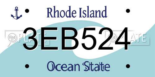 3EB524 Rhode Island License Plate