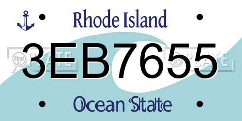 3EB7655 Rhode Island License Plate